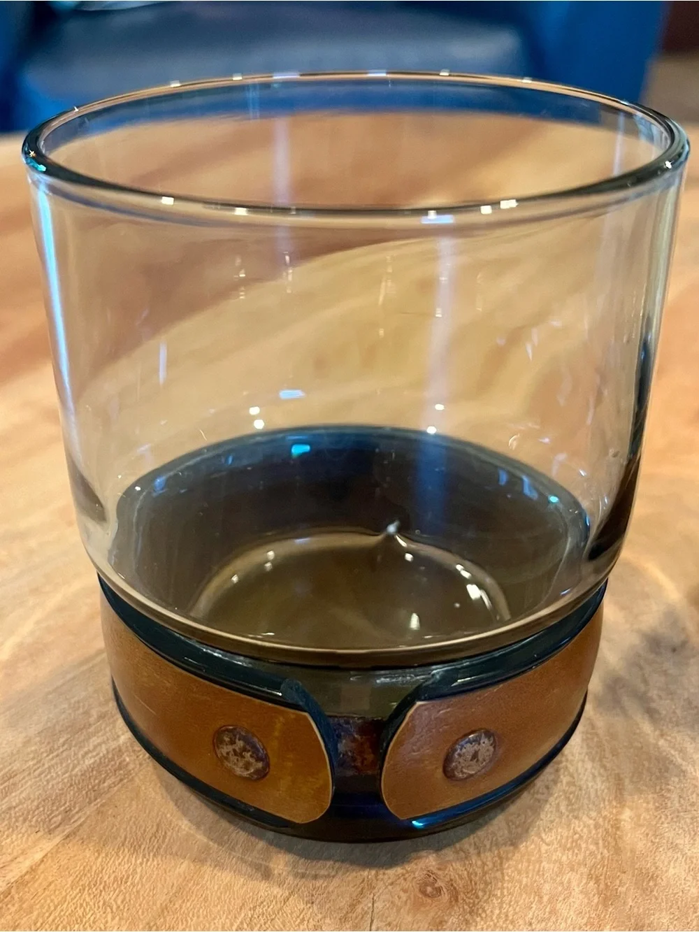 Vintage MCM Belted Smoked Glass Tumbler Set with Faux Leather Band